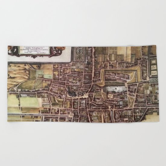 Replica city map of The Hague 1649 Beach Towel