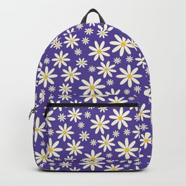 Retro Groovy Daisy Flower Pattern, Periwinkle Backpack | Flowers, Very Peri, Retro, Daisy, Ivory, Seventies, Plum, 60S, Floral, Blue 