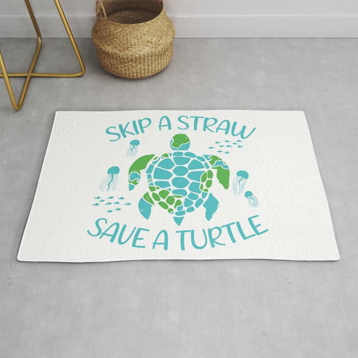 Skip A Straw Save A Turtle Rug