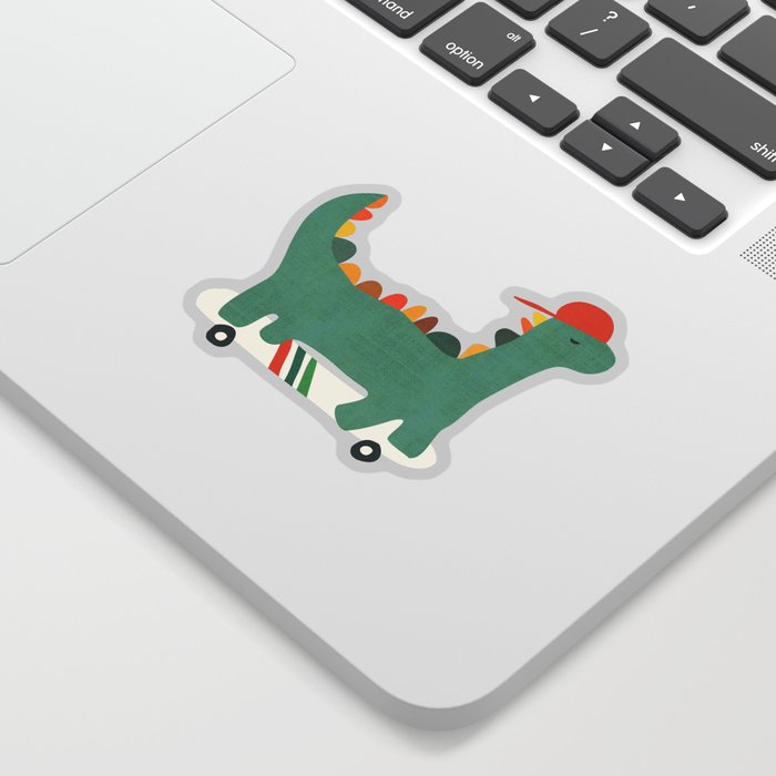 Dinosaur on retro skateboard Sticker