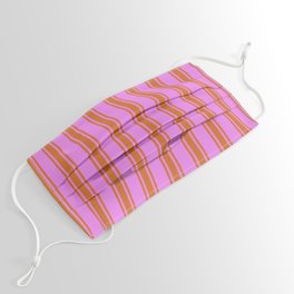[ Thumbnail: Violet and Chocolate Colored Lines/Stripes Pattern Face Mask ]
