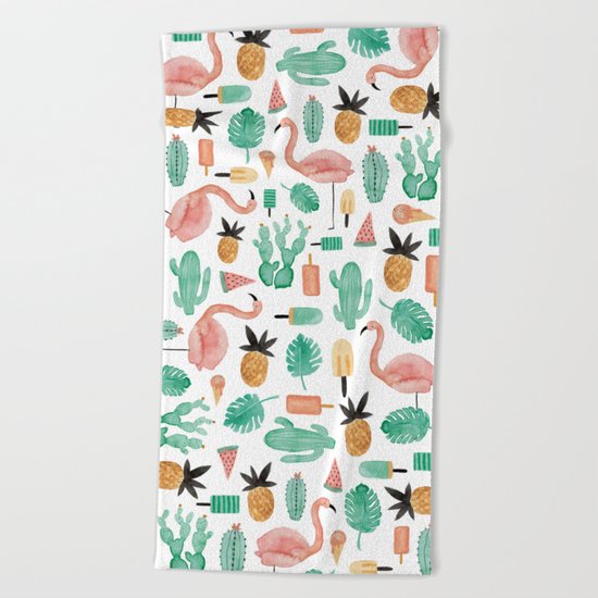 Flamingo Love Beach Towel