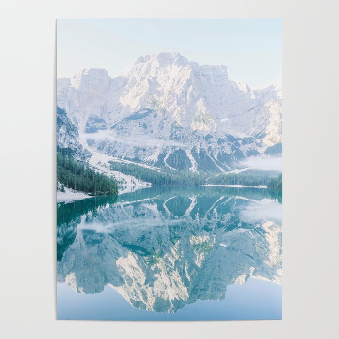 Dolomites XIX [ South Tyrol, Italy ] Mountain reflection on Braies lake⎪Colorful travel photography Poster Poster