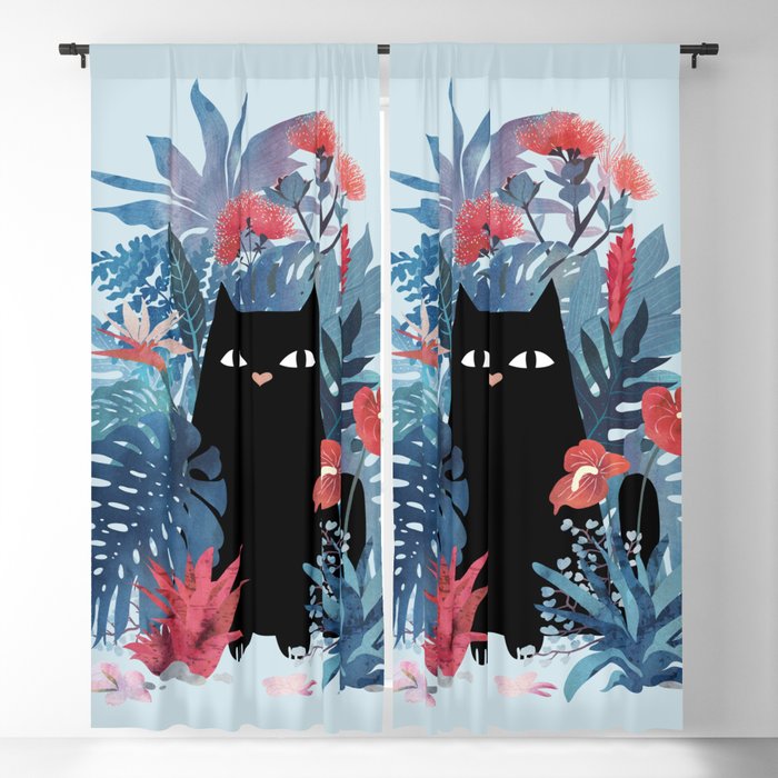 Popoki in Blue Blackout Curtain