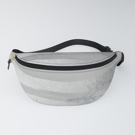 Silver Stripes on Black and White Marble Fanny Pack