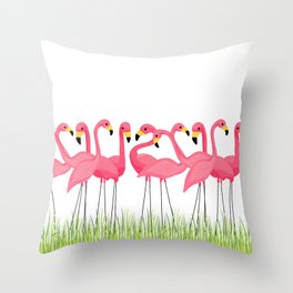 Cuban Pink Flamingos Throw Pillow