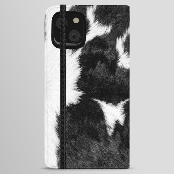 Luxe Animal Print Cowhide in Black and White iPhone Wallet Case