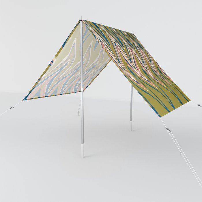 Warped - Blue, Olive Green, Pink and Cream Sun Shade
