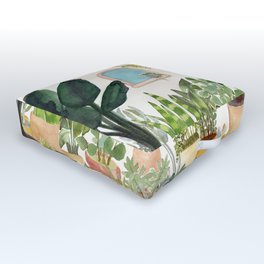 plant lady Outdoor Floor Cushion | Green, Plant, Lush, Painting, Plantlady, Original, Watercolor, Design, Palm, Obsession 