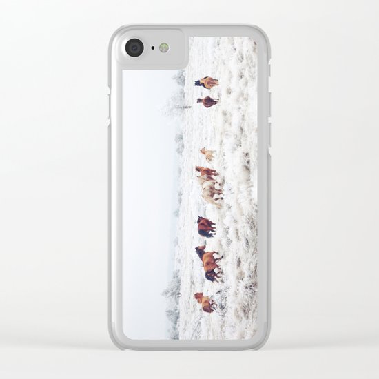 Winter Horses Clear iPhone Case