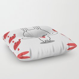 Heart Conjuring Bunny Rabbit - funny cartoon drawing with blood and magic! Floor Pillow
