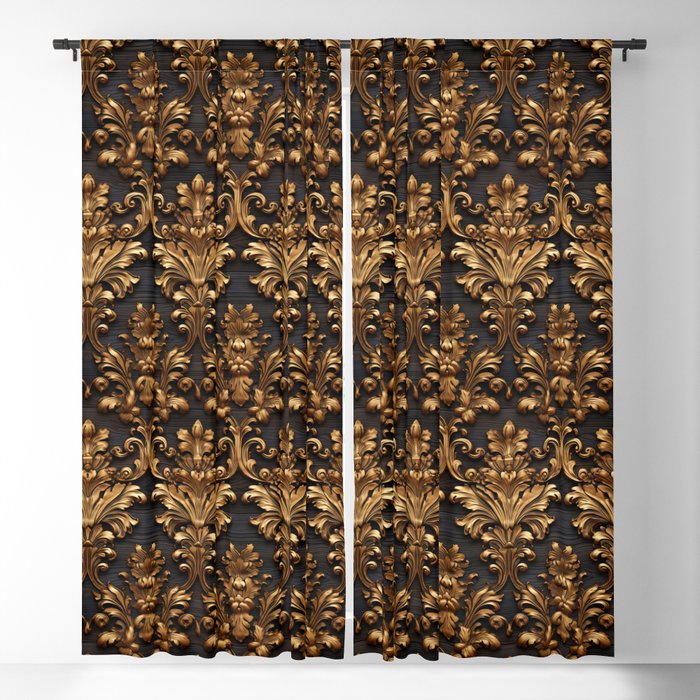 Carved Wood 8 Blackout Curtain