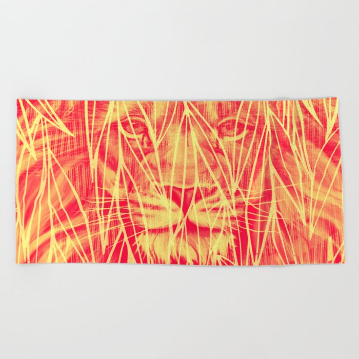 Vintage Bamboo Lion Print Beach Towel