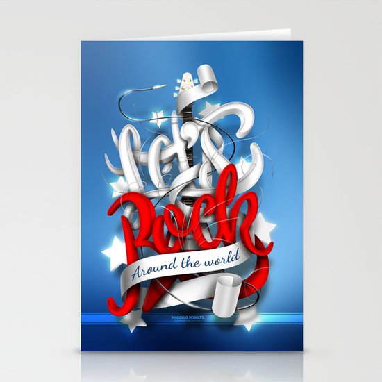 Let's Rock Around The World Stationery Cards