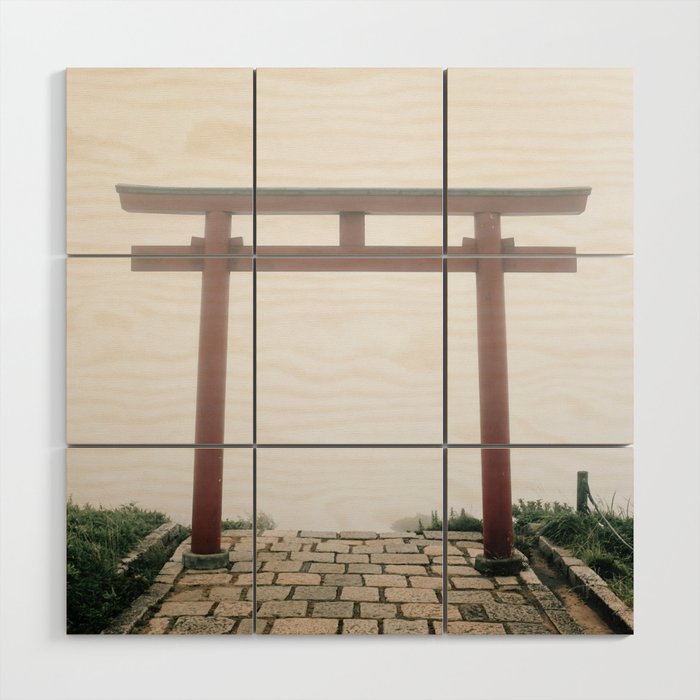 Mountain temple torii gate Wood Wall Art