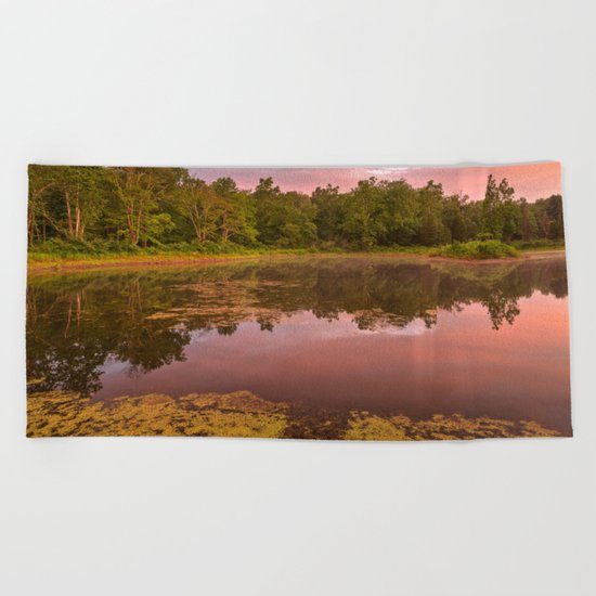 Pink Twilight Marsh Beach Towel