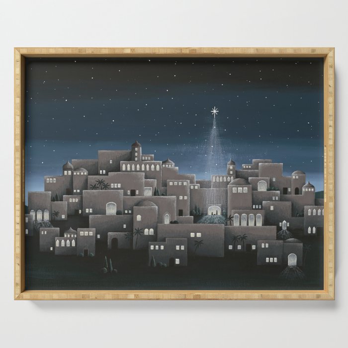 Bethlehem Night Nativity Scene Serving Tray