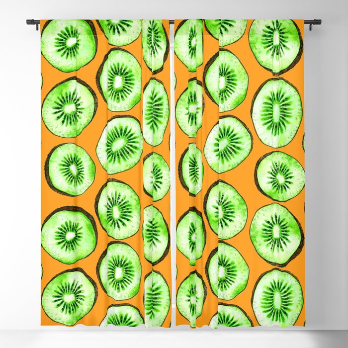 Kiwi slices on orange  Blackout Curtain