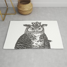 Great Horned Owl Wearing a Glittering Crown Rug