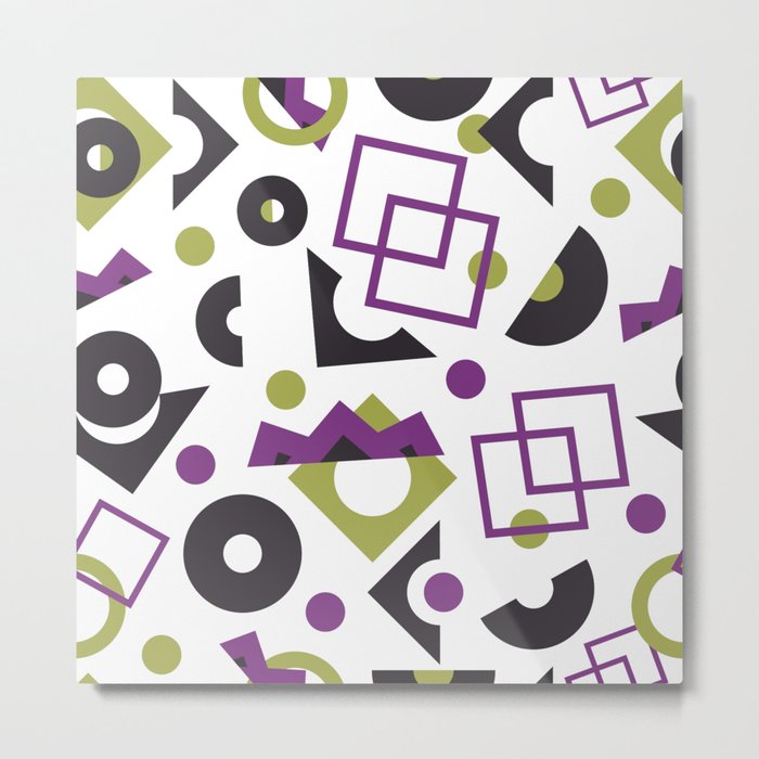 Geometric yellow and purple seamless pattern Metal Print