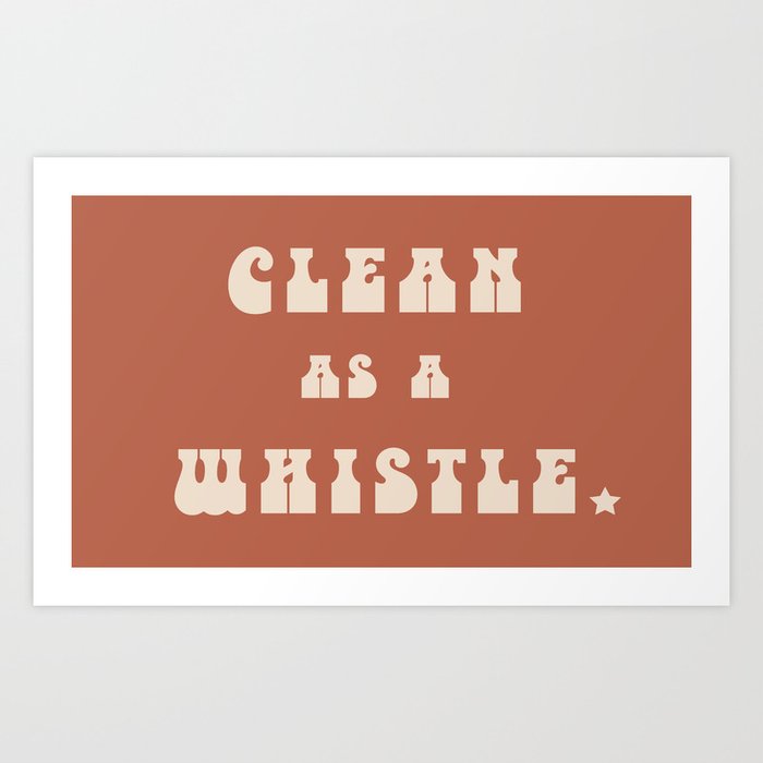 Clean as a Whistle in Coral & Cream Art Print