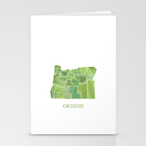 Oregon Counties watercolor map Stationery Cards