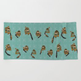Jungle Monkeys with Babies Snuggle Pattern Beach Towel