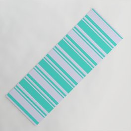 [ Thumbnail: Lavender & Turquoise Colored Pattern of Stripes Yoga Mat ]