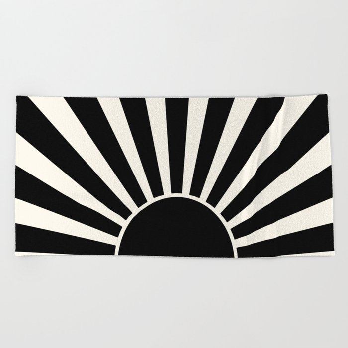 Black retro Sun design Beach Towel