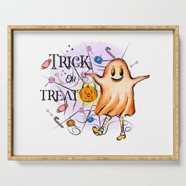 Ghost trick or treat spider web candy Serving Tray