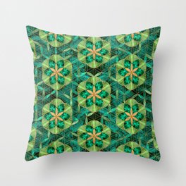 Seed of life in Flower of Life Pattern Malachite Green Throw Pillow