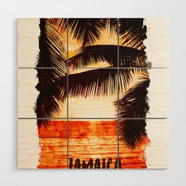 Jamaica Carribbean city watercolor Wood Wall Art