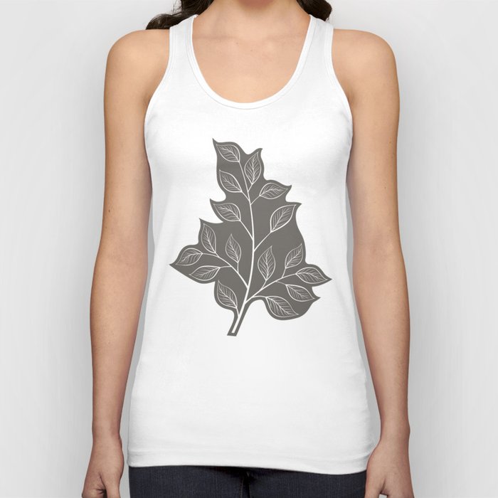 Gray Fall Leaf Print Tank Top