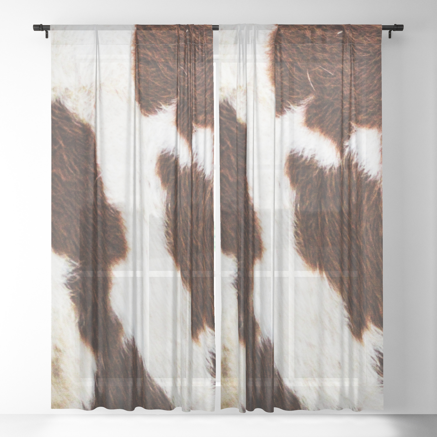 Cowhide Brown Spots Sheer Curtain By Cadinera Society6