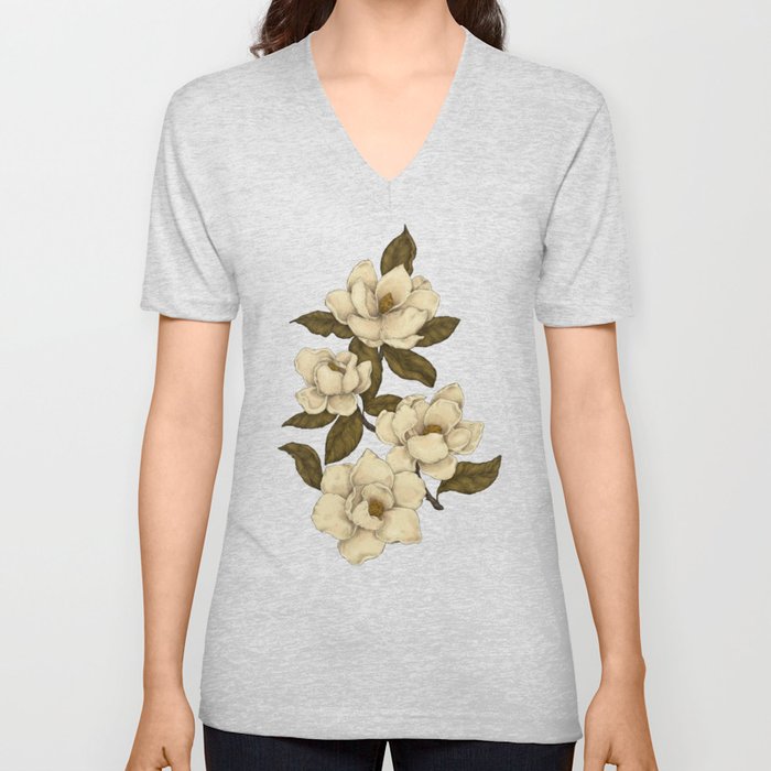Magnolias V Neck T Shirt