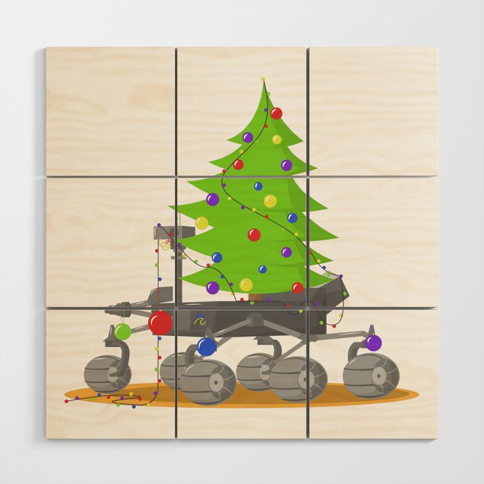 A Christmas with the Rover on Mars Wood Wall Art