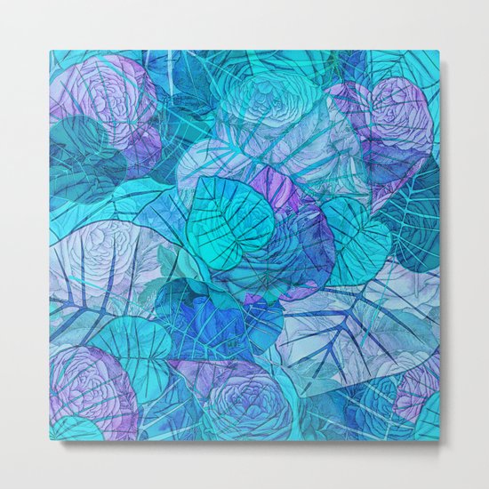 Leaves in Rosy Background 3 Metal Print