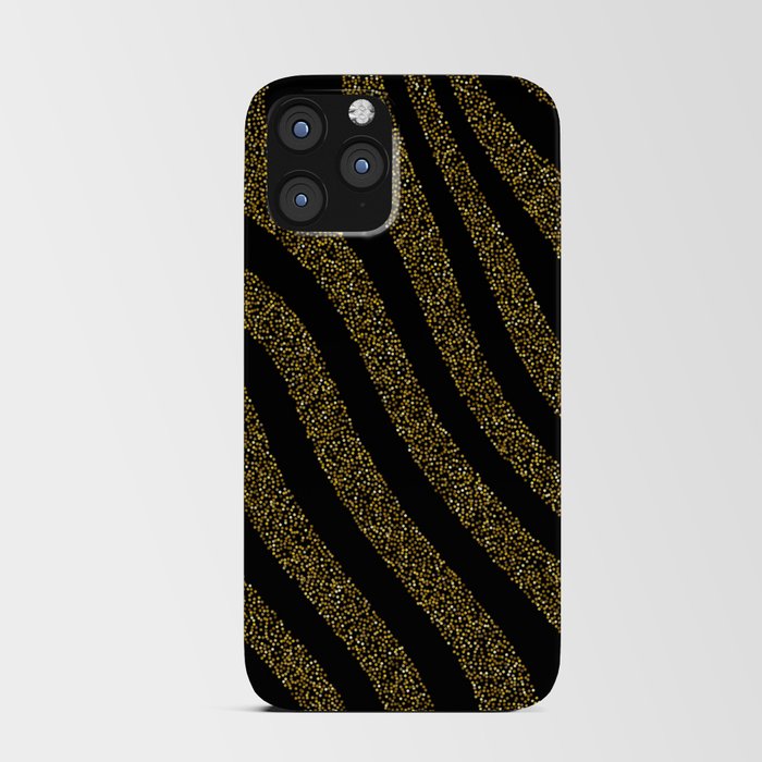 Glitter Gold Black Modern Waves Sky Collection iPhone Card Case