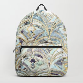 Pale Bright Mint and Sage Art Deco Marbling Backpack