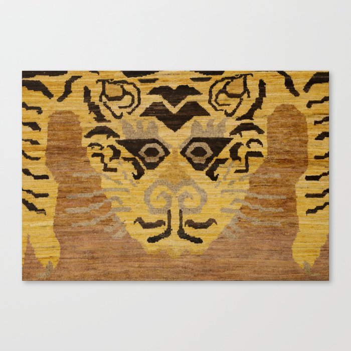 Tiger Rug 19th Century Authentic Colorful Wild Zoo Animal Vintage Patterns Canvas Print
