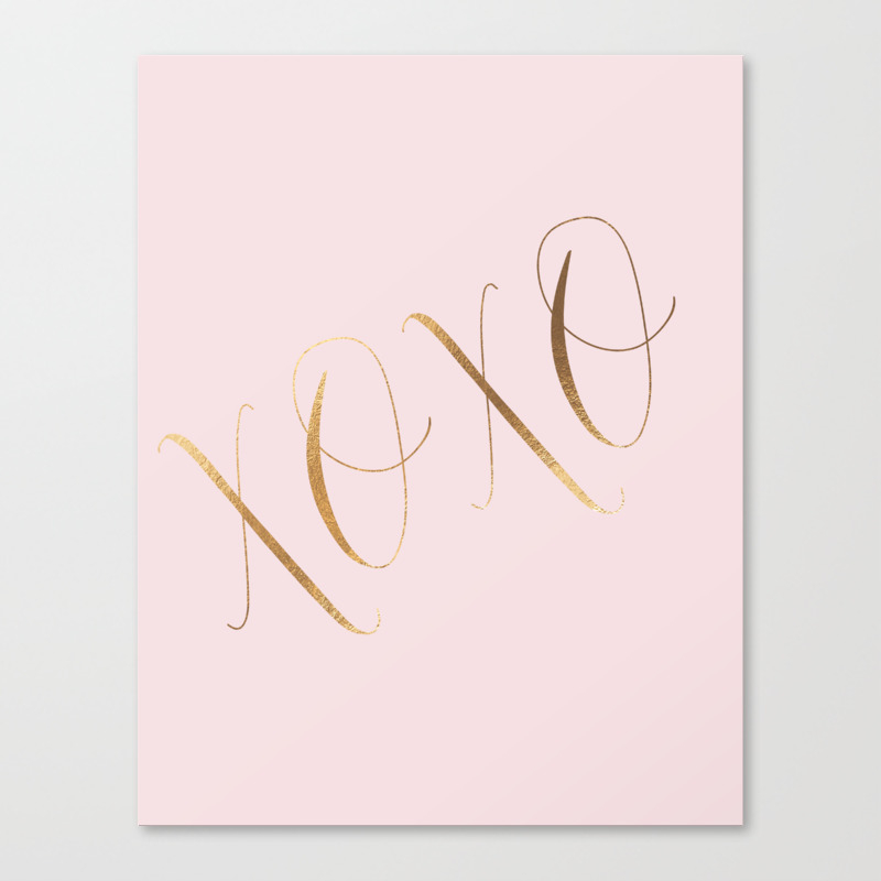 Love wall art xo printxoxokiss printkisses and hugspink and goldgold foilgirls room decorgir canvas print