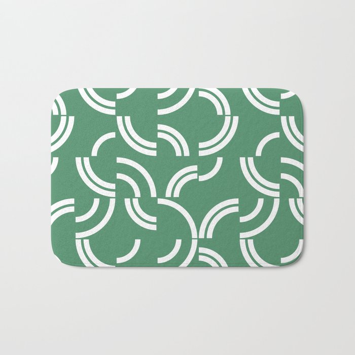 White curves on green background Bath Mat