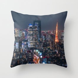 Tokyo From Above with Tokyo Tower - Japan Throw Pillow