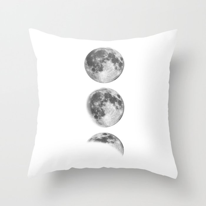 Full Moon cycle black-white photography print new lunar eclipse poster bedroom home wall decor Throw Pillow
