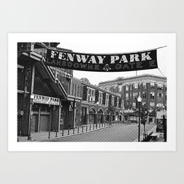 Fenway Park Banner Black and White Art Print