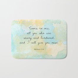 Come to me all you who are weary, Matthew 11:28 Bath Mat | Bible, Bibleversewallart, Scriptureprint, Biblehousegift, Bibleverse, Scripturequote, Bibleverseprint, Graphicdesign, Christianity, Scripture 