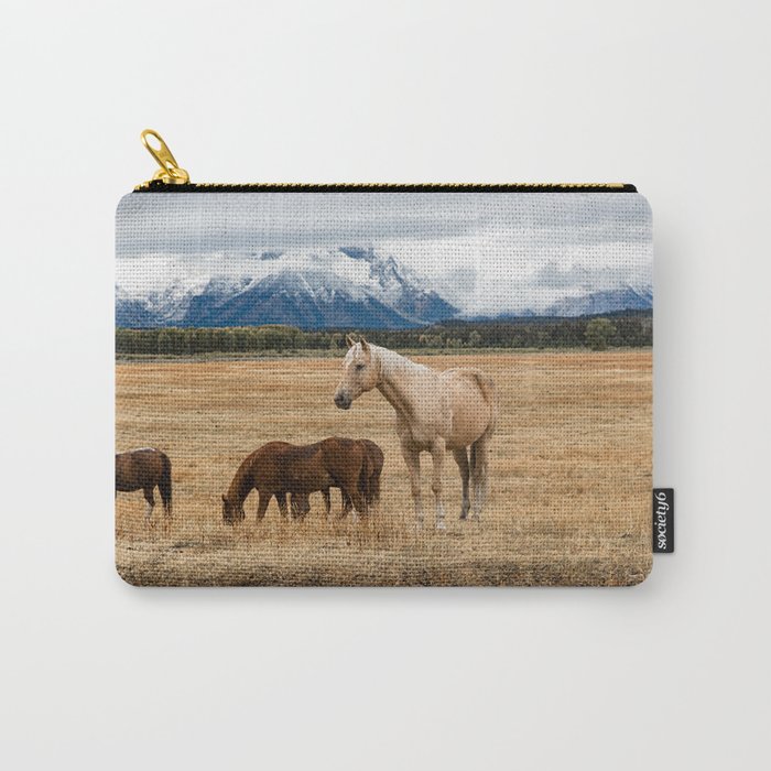 Mountain Horse - Palomino Horse on Autumn Day in Grand Teton National Park Wyoming Carry-All Pouch