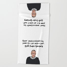 RBG Girl with a Book Quote Beach Towel