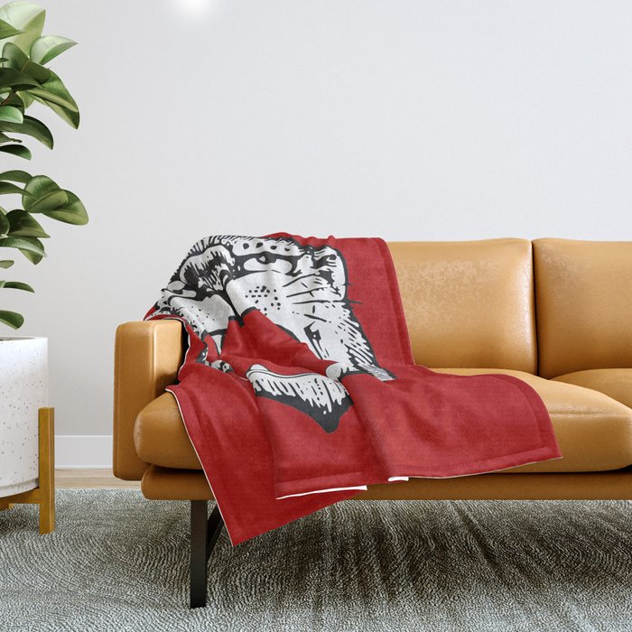 Tiger Head Red Throw Blanket