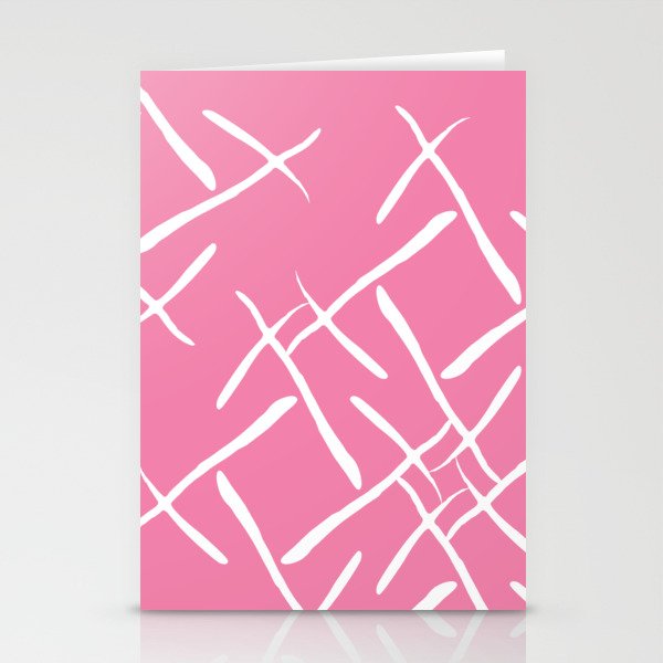 White cross marks on pink background Stationery Cards